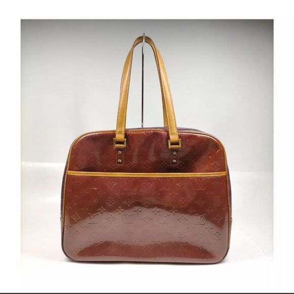 Authentic Louis Vuitton LV Hand Bag M91081 Sutton Purple/Bronze Vernis 2104323. - Picture 1 of 9